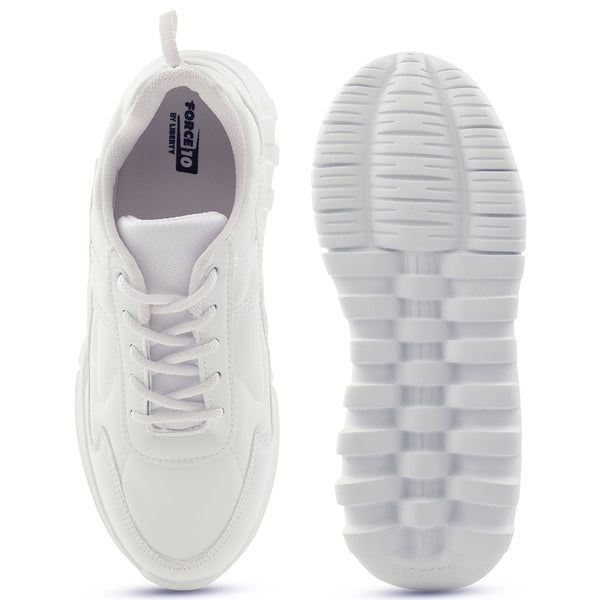 Thumbnail: Force 10 White Lacing Uniform School Shoes For Kids 9906-02T By Liberty