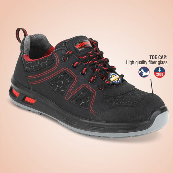 Thumbnail: Warrior Genuine Leather Fiber Glass Toe Red Safety Shoes for Men NEPTUNE