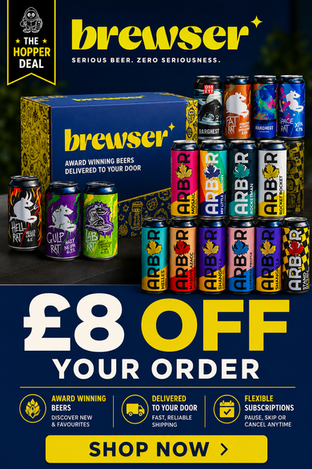 Brewser craft beer subscription box with assorted independent brewery beers.