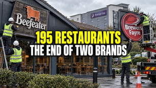 Closed Beefeater and Brewers Fayre restaurants representing Whitbread's 2026 restaurant closures.