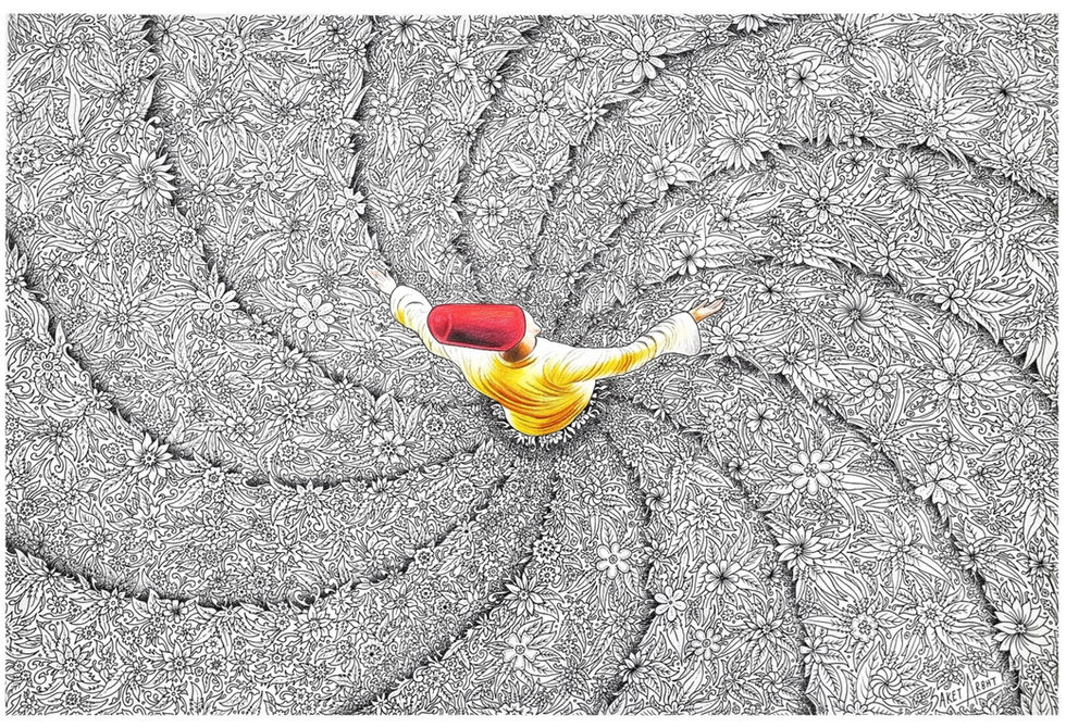 Whirling Dervish art in micro tip pens