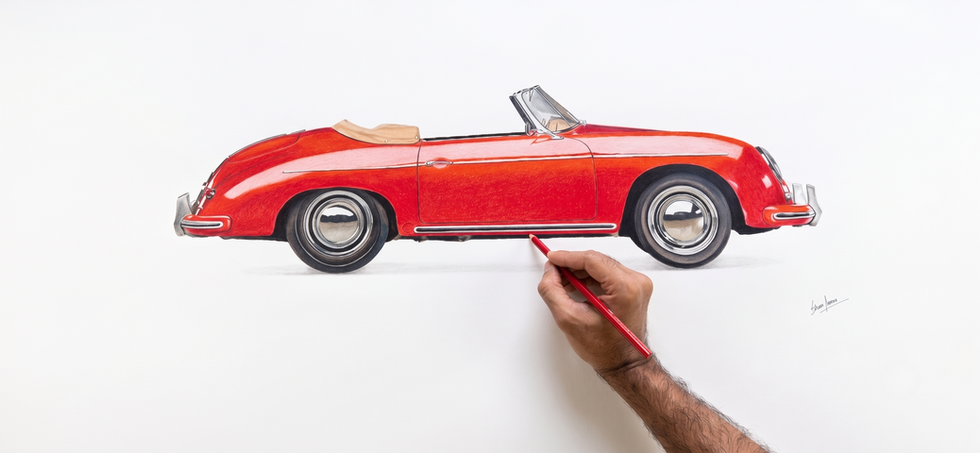 Porsche 356 Speedster color pencil sketch