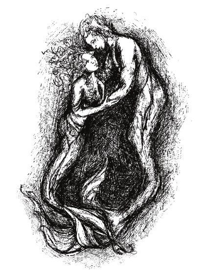 Two Mermaids Line Drawing