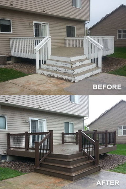 Spring deck inspection in Calgary checking loose railings and stair safety deck build post deck fail
