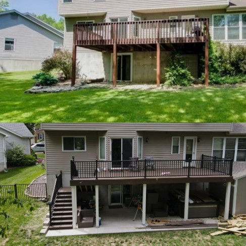 Deck framing and footings during construction in Okotoks Alberta by Elevation Renovations