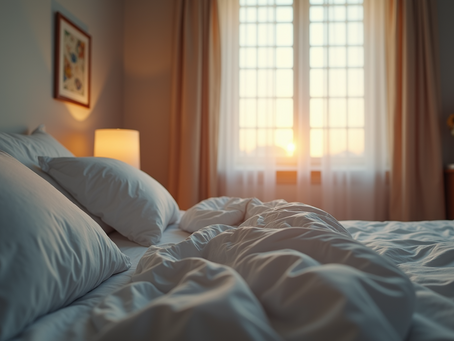 a cozy un-made bed