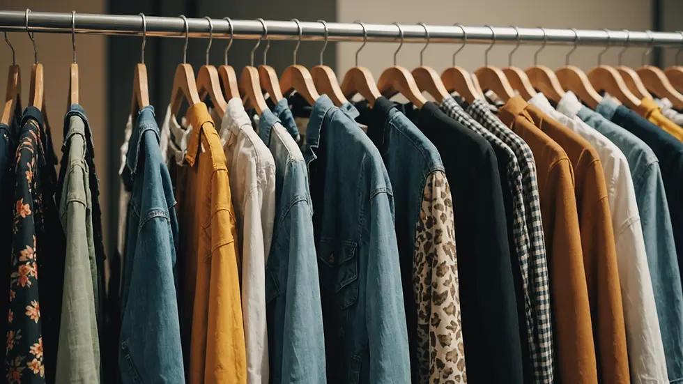 Close-up view of a rack filled with trendy clothes showcasing various fashion choices