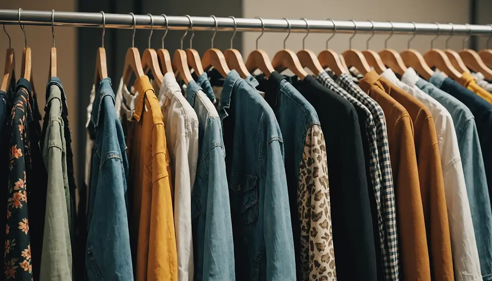 a closet of button down shirts