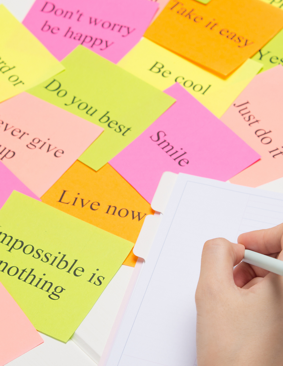 sticky notes with affirmations