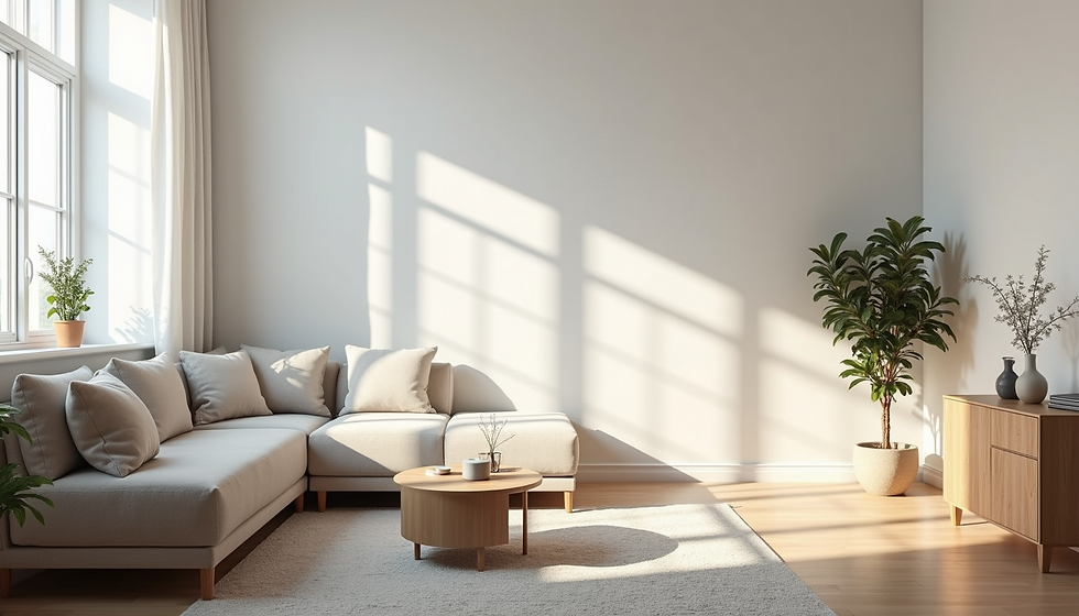 a minimal living room with neutral color pallette