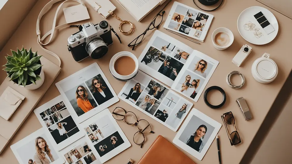 Eye-level view of a stylish mood board filled with fashion inspiration