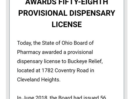 Breaking News Buckeye Relief awarded Ohio Medical Marijuana Dispensary License