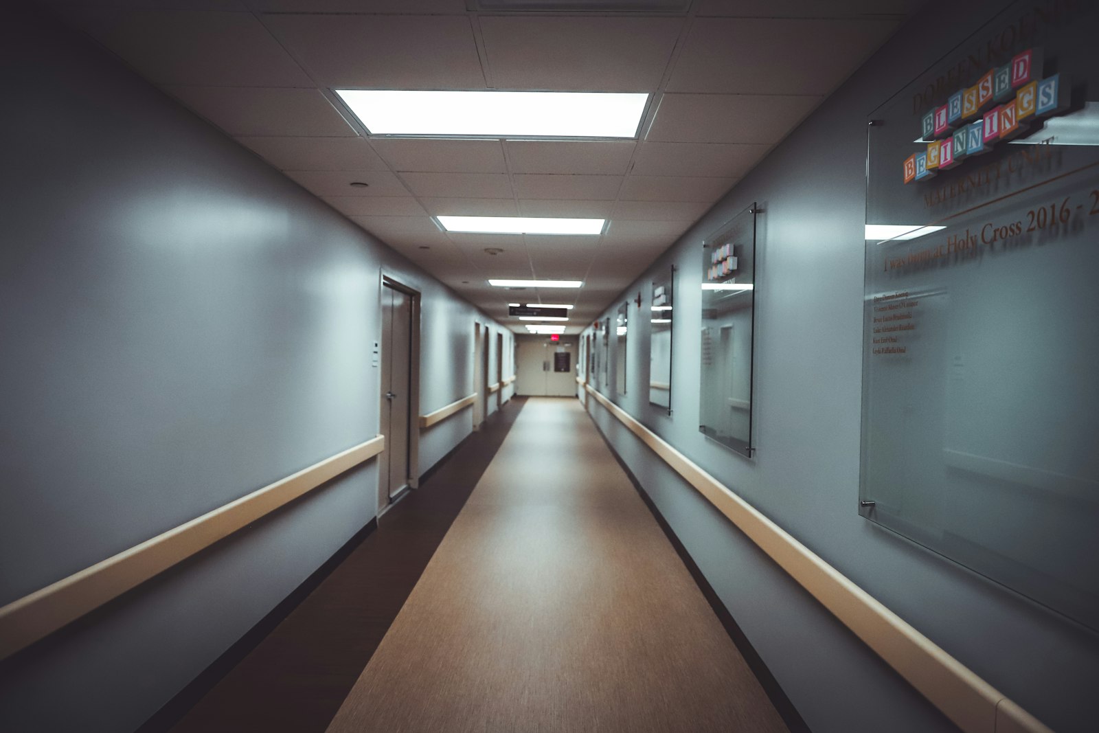 Hospital corridor representing emergency-department care and testing decisions