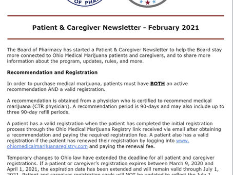 Ohio Medical Marijuana Program Sends Patient news letter on February 26th