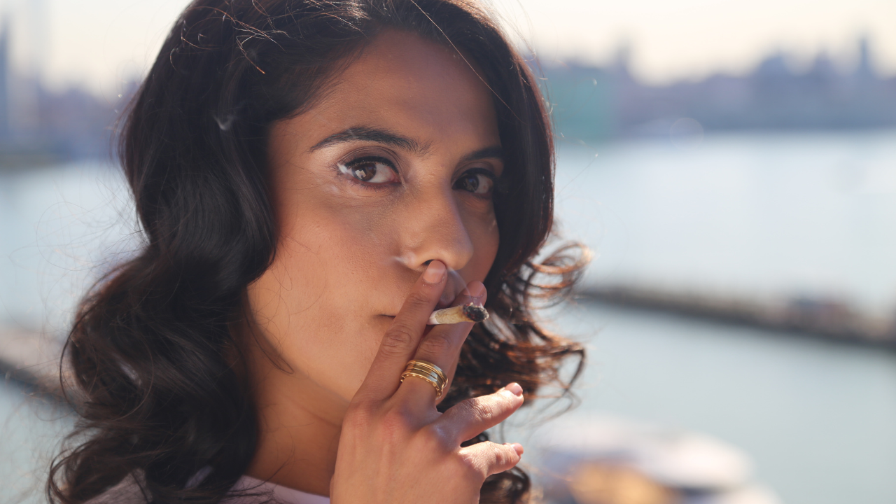 woman smoking weed