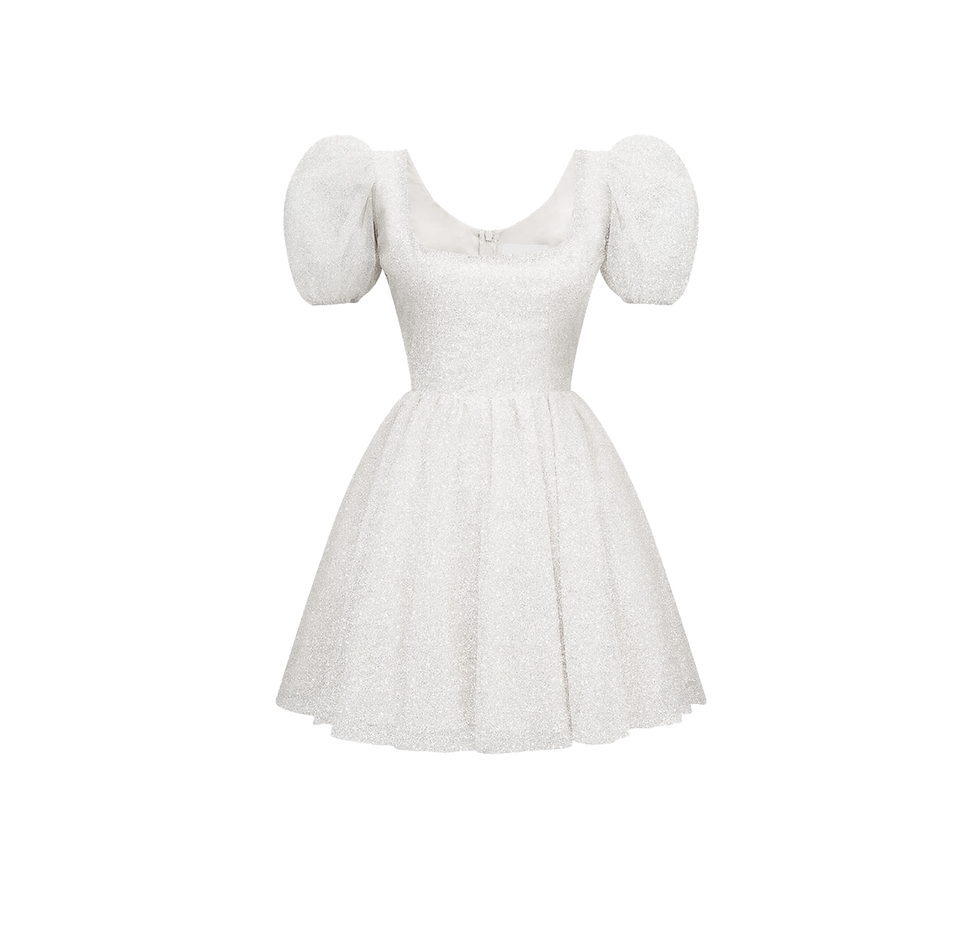 Thumbnail: Puff sleeve Jacquard Knee-length dress