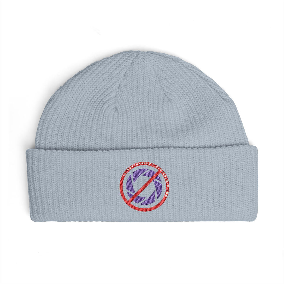 Thumbnail: Embroidered Checkmark Cuff Beanie — Retro Graphic Knit Hat