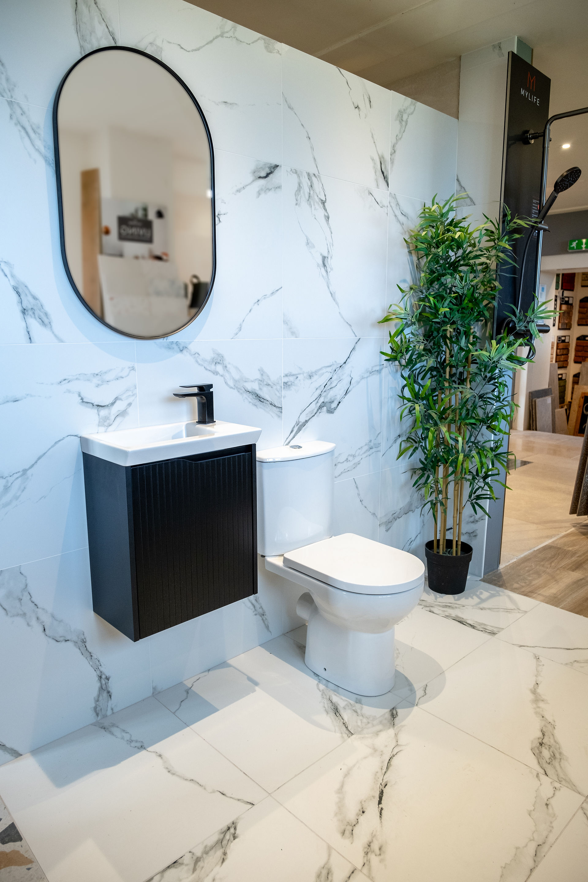 Modern tiled bathroom display