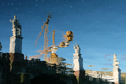 Crane bridge reflection