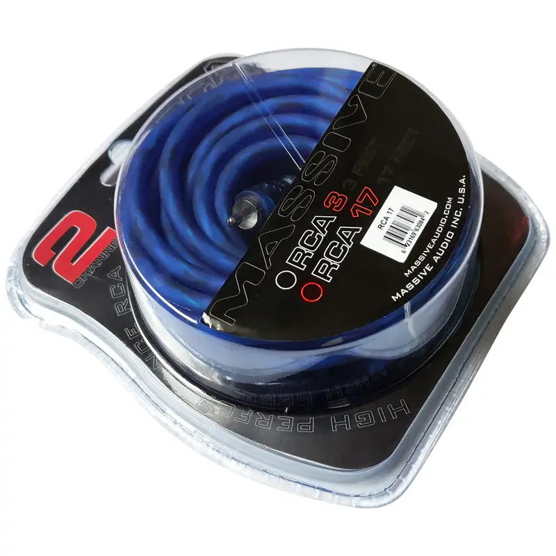 Blue RCA cable, 3ft, Massive Audio