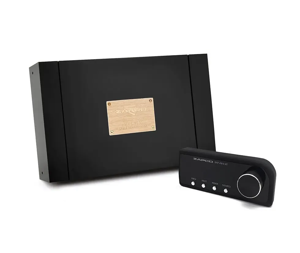 Black subwoofer and amplifier