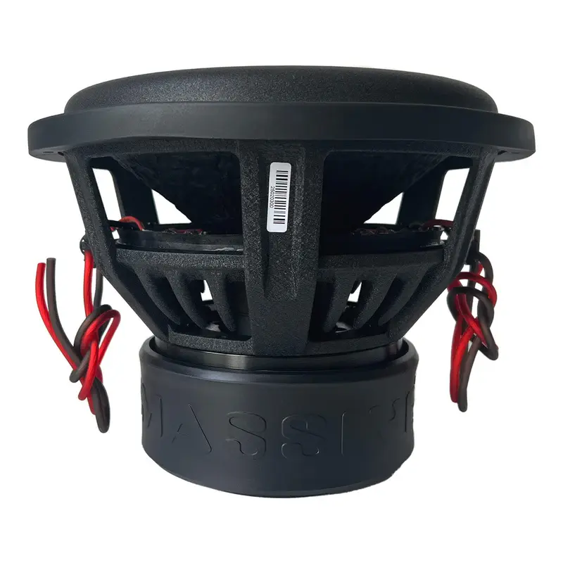 Black subwoofer with red wires