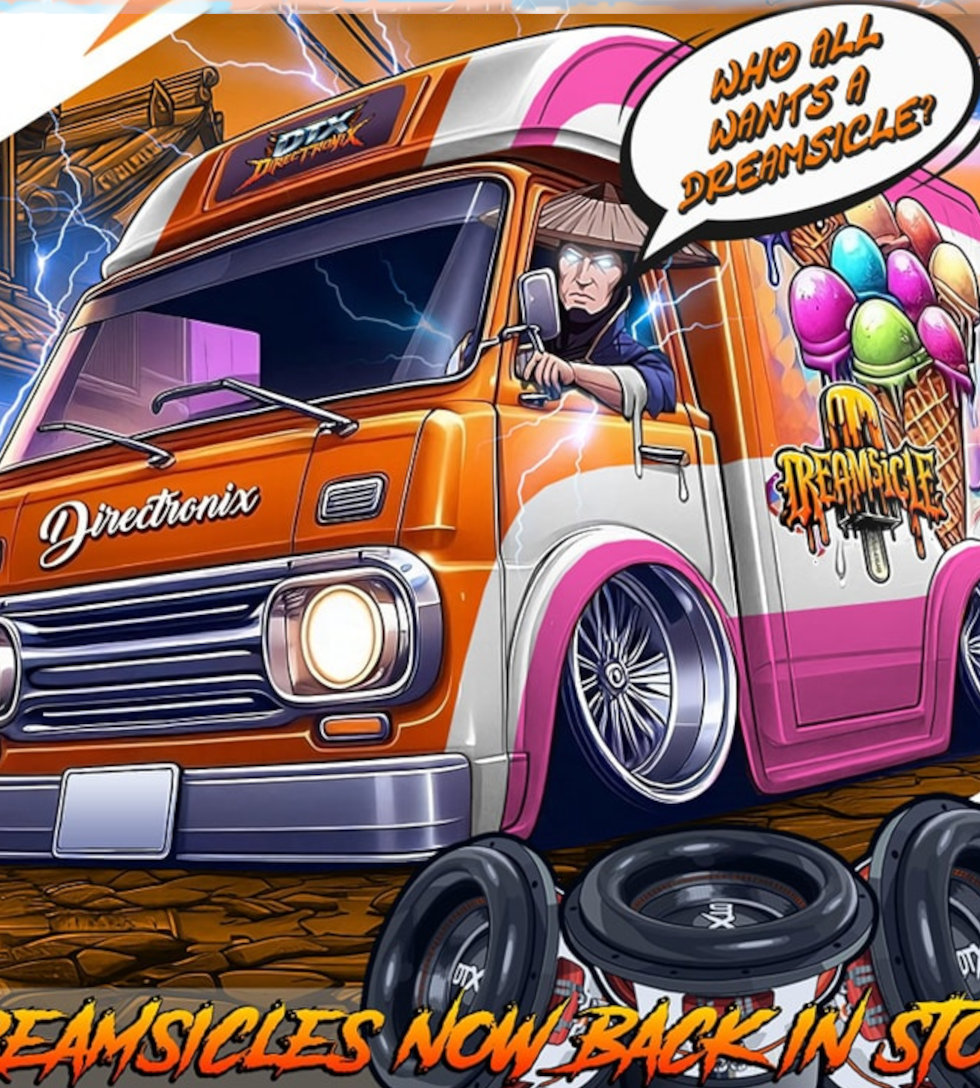 Ice cream truck illustration, DTX Directroinics Authorized Dealer, www.DavilleCustoms.com
