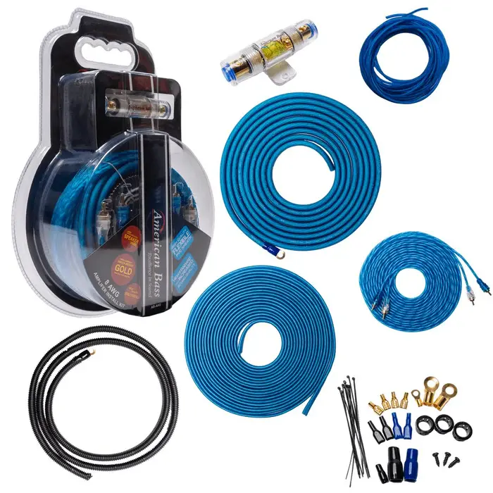 Blue car audio wiring kit, complete install package