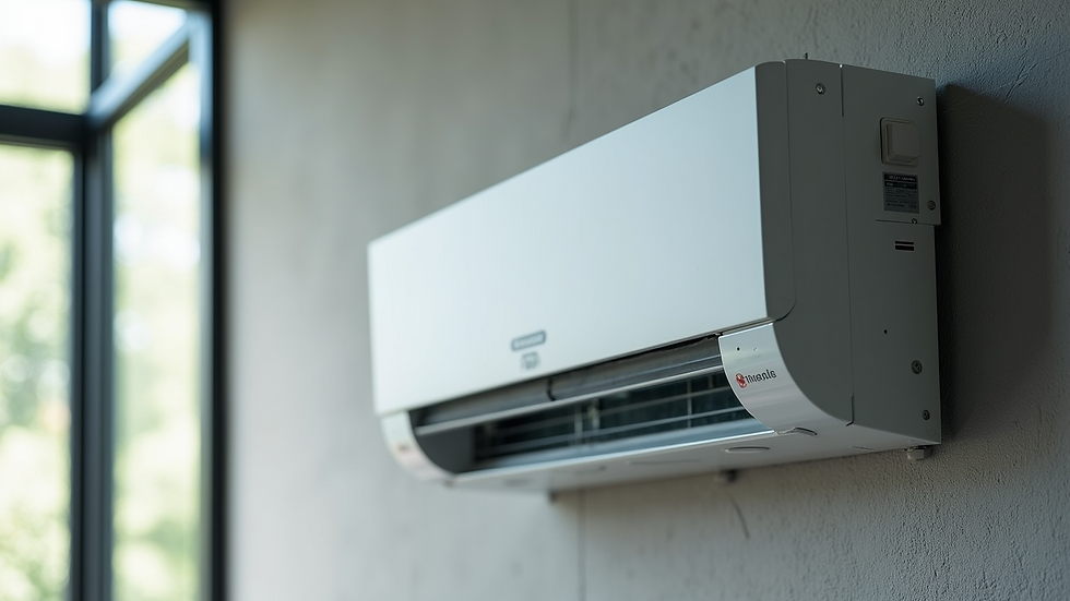 Close-up view of a modern air conditioning unit on a wall