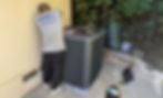 Eye-level view of an HVAC system in a residential setting