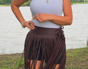 Leather fringe belt