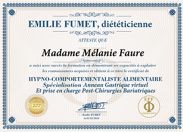 diplome melanie faure hypnose nimes