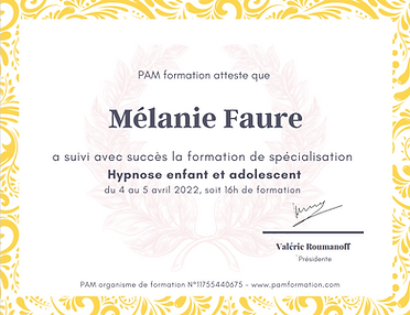 attestation formation valerie roumanoff melanie faure