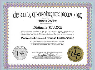 diplome melanie faure nimes hypnose