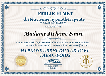 diplomes melanie faure hypnose nimes