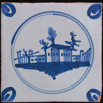 26 - Carreau de faïence imagé 19e - Fabrique Voisinlieu à Beauvais