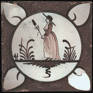 31 - Carreau de faïence imagé 19e - Fabrique de Saint-Paul près de Beauvais