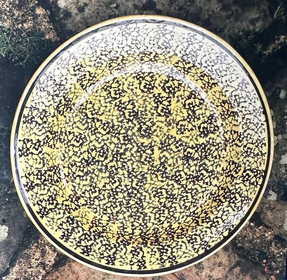 4 Faïence fine de Forges XIXe - Plat rond à l'éponge