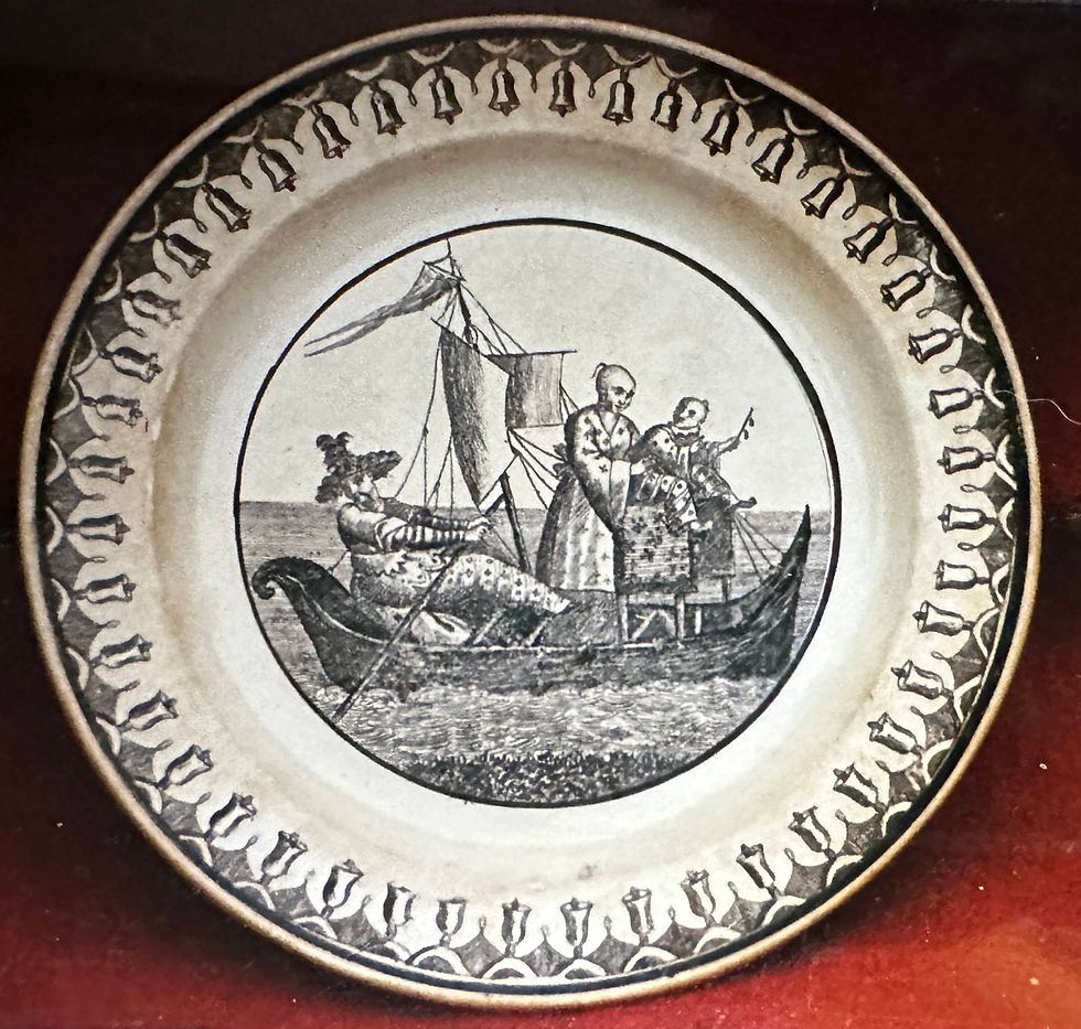 56 Faïence d'Aumale XIXe - Assiette Personnages