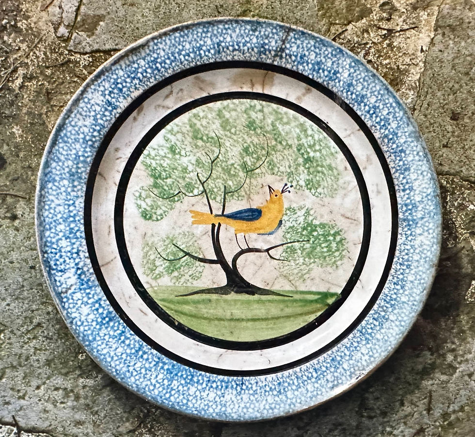 64 Faïence fine de Forges XIXe - Assiette Oiseau