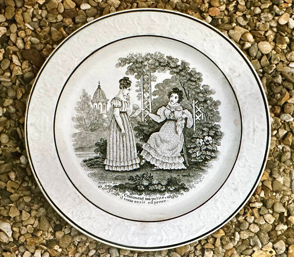 21 Faïence fine XIXe décor central par transfert