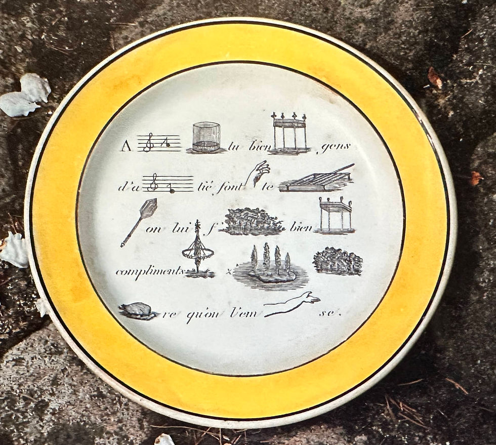 145 Faïence fine XIXe décor central par transfert