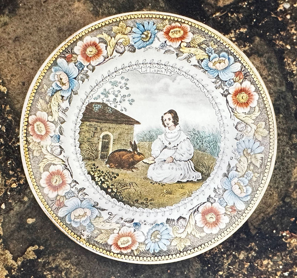 85 Faïence fine XIXe décor central par transfert