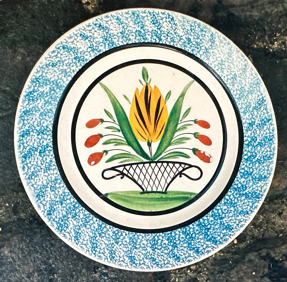 91 Faïence fine de Forges XIXe - Assiette Panier fleuri