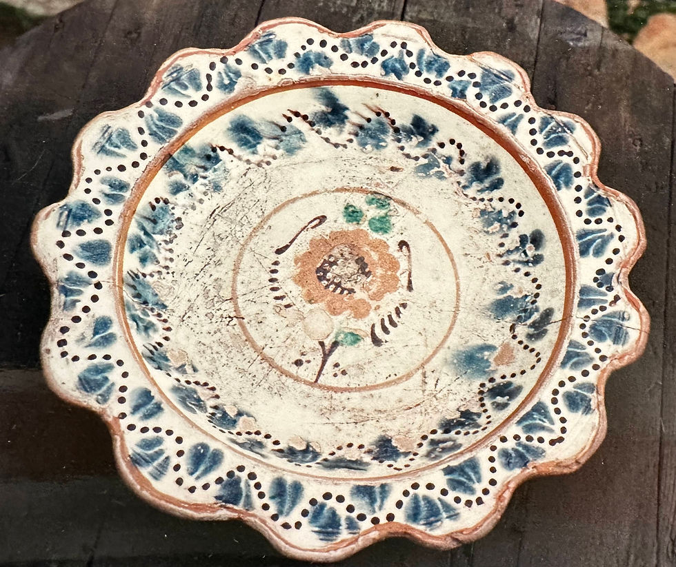 6 Terres vernissées diverses - Plat . Assiette décors végétal.jpg