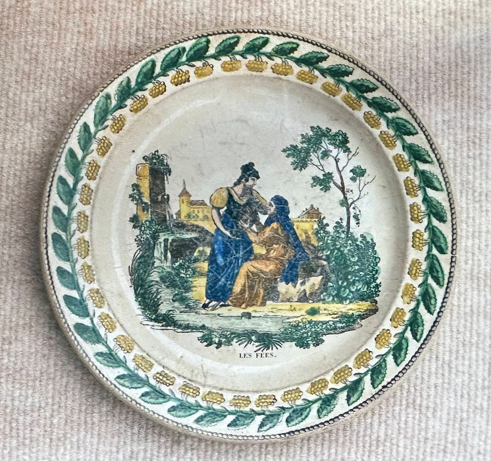 6 Faïence fine XIXe décor central par transfert