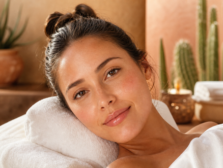 Non-surgical eyelid lift treatment in Tucson Arizona desert spa setting