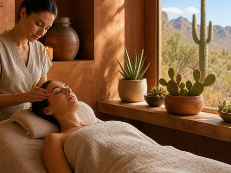 teen skincare Tucson spa treatment room at Siren Skin Care with warm desert light and terracotta decor
