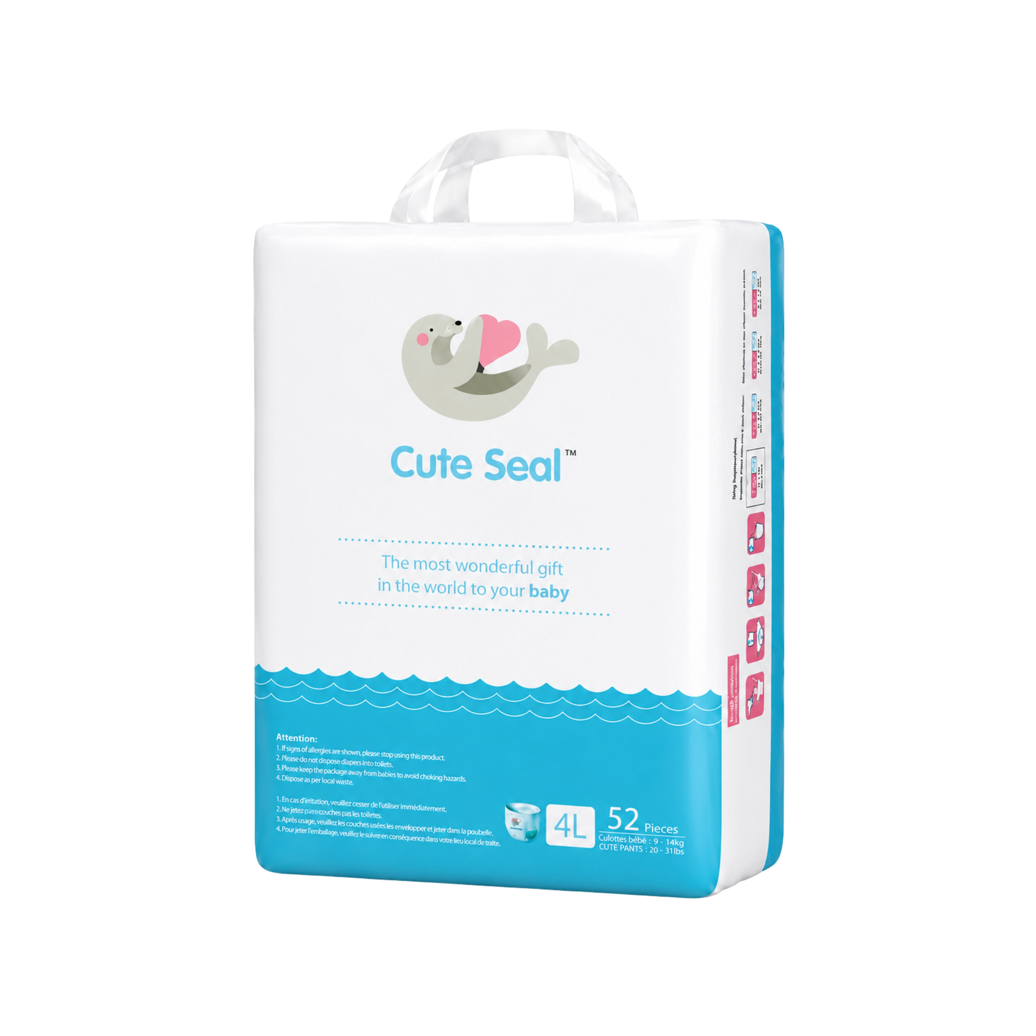 Cute Seal Pant Diapers – L (52 Pcs) (9-14kg)
