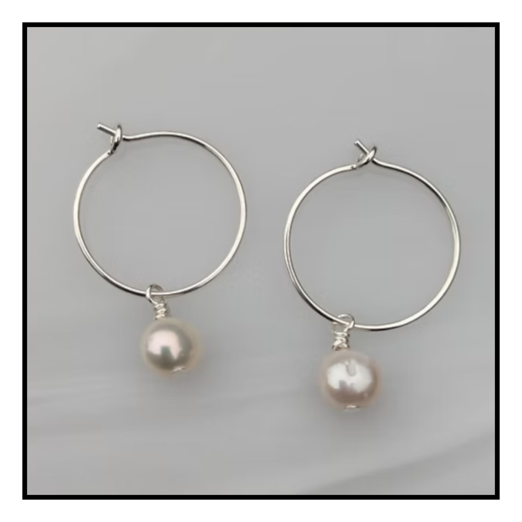 Freya Adventure Jewellery Silver Dainty Pearl Hoops